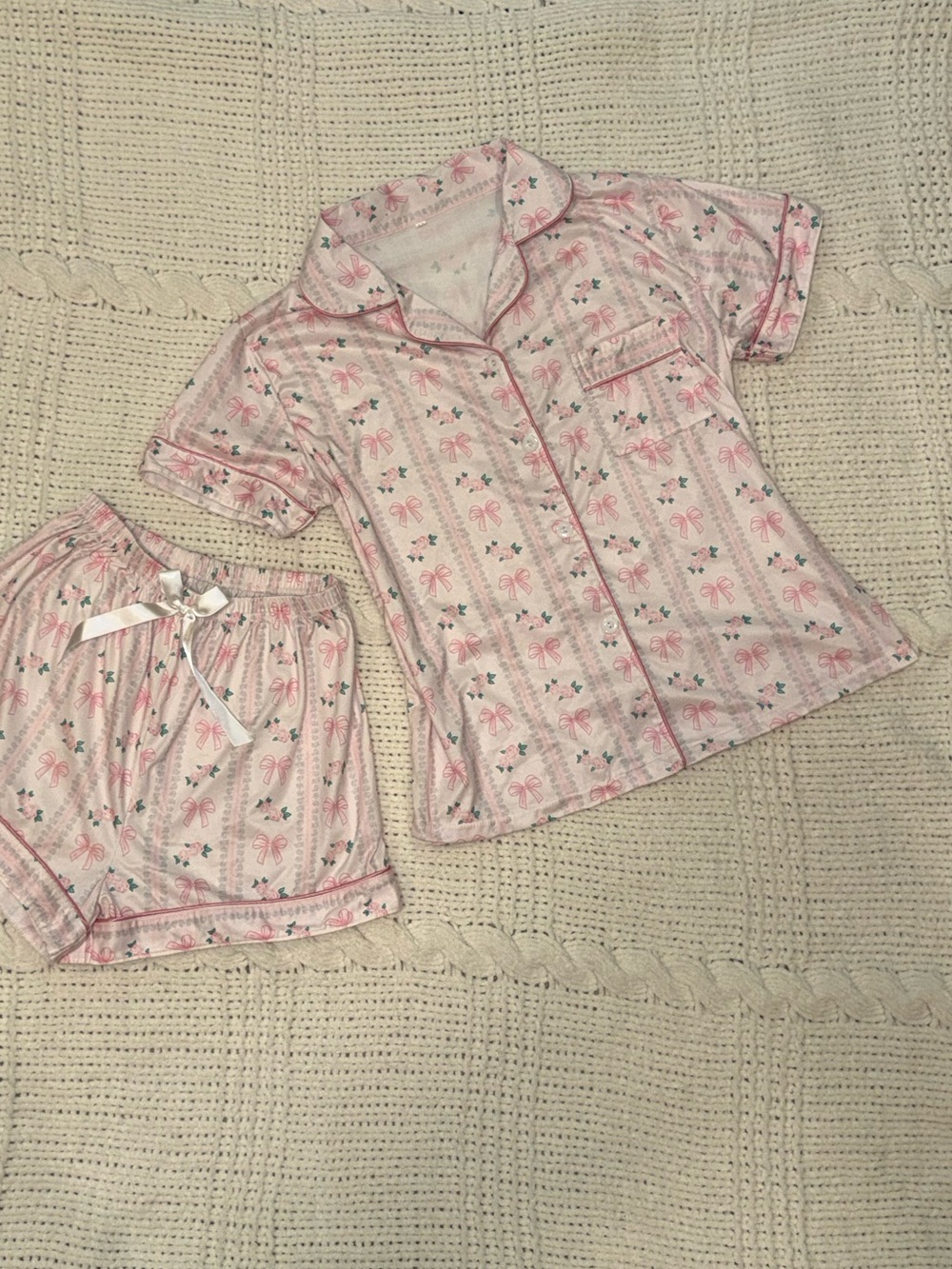 Coquette Pink Floral Short Pajama Set Size M